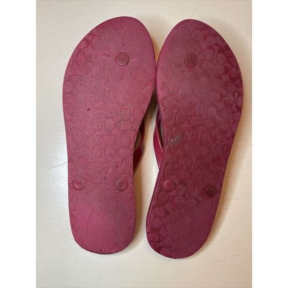 Coach Abigail Red Floral Flip Flops 7-8 - Picture 5 of 15